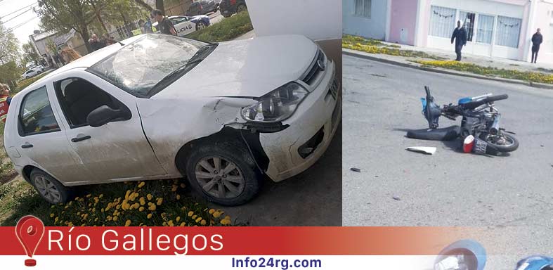 Accidente entre auto y motocicleta