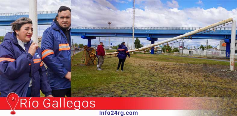 Caída de poste en Río Gallegos