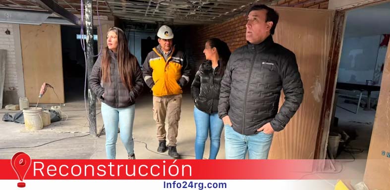 Pablo Grasso recorrió la obra de reconstrucción del albergue del Gimnasio Rocha